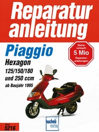 Piaggio Hexagon   ab 1995 - 2 Takt, Wassergekühlt, Membrangesteuert / 4-Takt, Wassergekühltm OHC, 2 Ventile